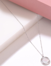 14k White Gold Finish 925 Sterling Silver MOP Pendant Necklace Jewelry F... - $90.99 CAD