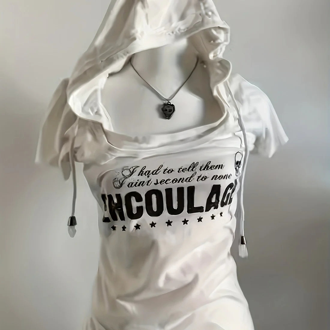 Women&#39;s White Y2K Hoodie Casual Pullover - $290.04 MXN