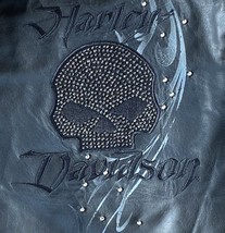 Women&#39;s Wicked Harley Davidson Side Lace Leather Vest - M - Crystal Bling Skull - £108.47 GBP