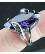STERLING SILVER &amp; AMETHYST ladies ring 9.8g! band .925 size 7 ESTATE SALE! - £44.10 GBP