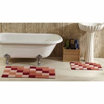 2 Piece Burgundy Red Grey Oversized Geometric Bath Rug Set Oversize Black - $54.44