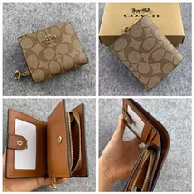 COACH Women's Folding Wallet Card Wallet Canvas Pocket (New BrownClassic) - $68.00