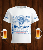 Budweiser Beer Logo White Short Sleeve  T-Shirt Gift New Fashion  - £25.16 GBP