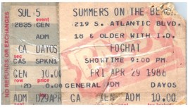 Vintage Foghat Ticket Stub Avril 29 1988 Fort Lauderdale Florida - £31.44 GBP