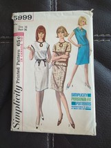 Simplicity 5999 Sewing Pattern Vintage Dress Top Skirt Size 16 Bust 36 UC FF - £18.67 GBP