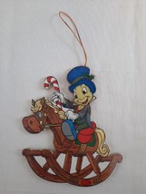 Disney Jiminy Cricket on a Rocking Horse Christmas Wood Die Cut Ornament - £9.60 GBP