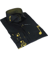 Mens AXXESS Musician Singer Dress Shirt Turkey Musical Notes 322-13 Blac... - $149.40 CAD