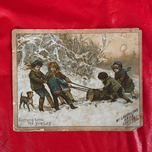 Victorian Mc Laughlin&#39;s Coffee Lg Trade Card Carrying Home The Yule Log - £10.03 GBP
