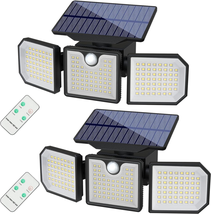 Solar Motion Sensor Outdoor Lights 2500LM 167 LED Security Lights with Remote  - £33.93 GBP