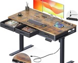 Electric Standing Desk With Drawers, Height Adjustable Desk With Power O... - £319.51 GBP