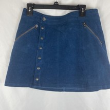 Kuhl Womens Size 8 Blue Corduroy Button Up Mini Skirt W/ Zip Pockets - £18.38 GBP