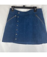 Kuhl Womens Size 8 Blue Corduroy Button Up Mini Skirt W/ Zip Pockets - $444.19 MXN