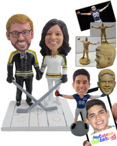 Personalized Bobblehead Ice Hockey Loving Couple Ready For Action - Wedding &amp; Co - £124.67 GBP