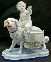 Antique 19th c KPM Kister Scheibe-Alsbach Porcelain Angel Cherub Riding a Dog - £399.17 GBP