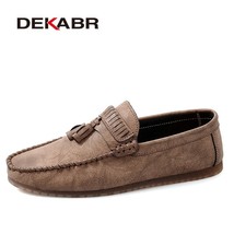 DEKABR Mens Casual Split Leather Loafers Fashion Men Shoes Moccasins Tassel Styl - £41.01 GBP