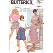 Vintage Sewing PATTERN Butterick 3307, Misses 1985 Top Skirt Culottes and Shorts - $18.39
