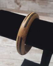Vintage Bracelet / Bangle 8&quot; Wooden with Wooden Inlay Design - $14.99