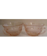 2 vintage pink depression glass teacup coffee cup - £8.13 GBP