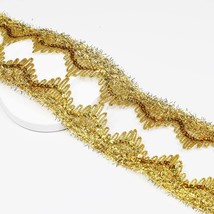 Length15 Yards,Width4Cm/1.57Inch, Gold Thread Sequins String Lace Trim T... - £15.97 GBP