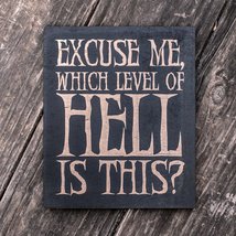 Excuse Me - Which Level of Hell is this - Black Painted Wood Poster - 9x7in - $19.59