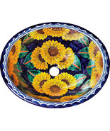 Mexican Oval Bathroom Sink &quot;Sunflowers&quot; - £187.84 GBP