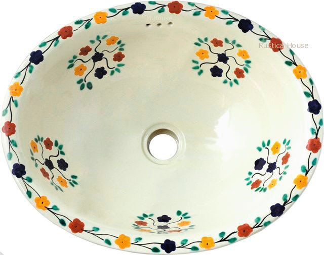 Primary image for Mexican Oval Bathroom Sink "Bouquet"