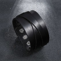 Fashion Black Brown Color Leather Men Bracelets Bangles Punk Vintage Couple Bang - £13.26 GBP