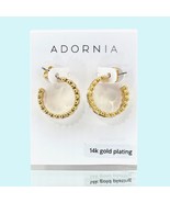Adornia Hoop Earrings 3/4&quot; D 14k Gold Plated Bezel Set Cubic Zirconia Mi... - $44.12