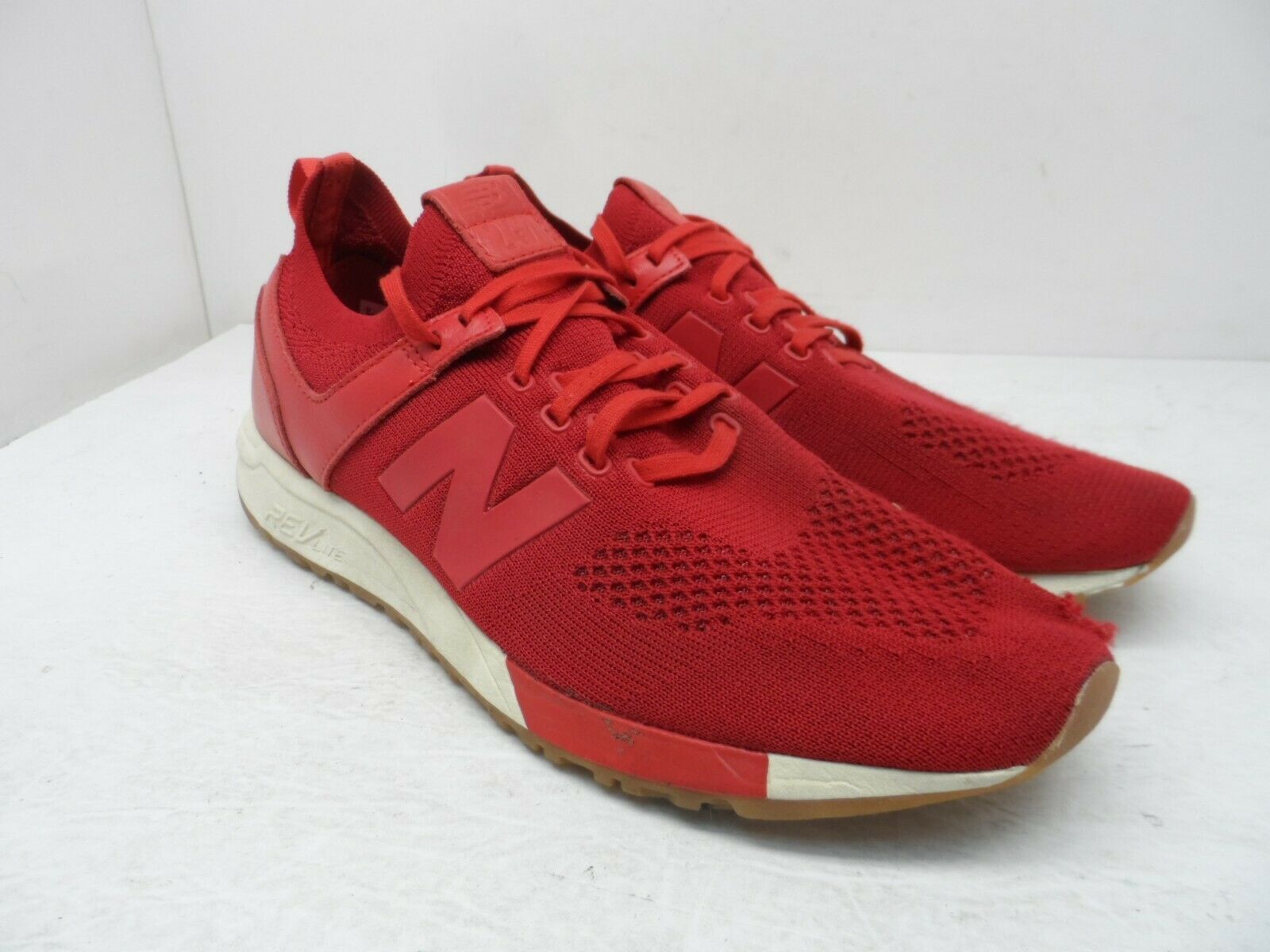 New Balance Men&#39;s 247 RevLite Athletic Casual Shoes Red/White Size 12D - $28.49