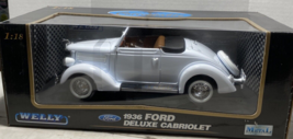 1936 Ford Deluxe Cabriolet White  #9867W Welly Collection 1:18 Scale With Rumble - £43.79 GBP