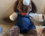 Ganz Bros Wrinkles The Brown Dog Hand Puppet Plush Overalls Puppy 16” - $29.65