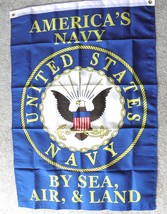 AMERICA&#39;S NAVY SEA AIR LAND USN USA POLYESTER BANNER FLAG 29 X 42&quot; - £7.98 GBP