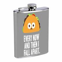 Taco Hip Flask Stainless Steel 8 Oz Silver Drinking Whiskey Spirits Em2 - £7.92 GBP