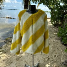 Sam Edelman Reversible Yellow Faux Fur Jacket Coat Size Large - £90.45 GBP