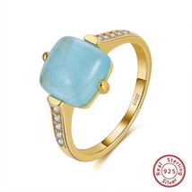 100% Natural Aquamarine 925 Sterling Silver Gemstone Finger Rings for Women eleg - £23.96 GBP