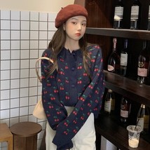 OCEANLOVE Woman Sweaters Print Vintage Sweet Kawaii Cardigans  Spring Autumn Kor - £81.57 GBP