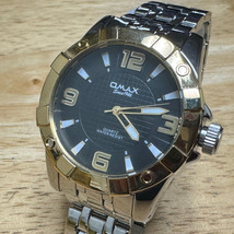 Omax Quartz Watch Men Dual Tone Black Dial Large 46mm Analog New Battery - £18.97 GBP