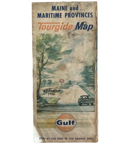 Primary image for Map 1965 Maine Maritime Provinces Gulf Gas Oil Double Sided 29x18" E46