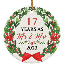 17th Wedding Anniversary Ornament 17 Years As Mr &amp; Mrs Wreath Christmas Gifts - £11.83 GBP