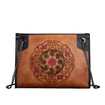 Women&#39;s Bag Retro Genuine Leather Shoulder Bags For Female Vintage Handmade Embo - £112.02 GBP
