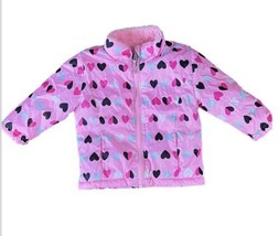 Healthtex Baby Girl Jacket Coat Size 12 Months Pink Hearts Fleece Lined Full Zip - £10.16 GBP