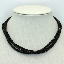 Retired Silpada Sterling Silver 3 Strand Black Glass Beaded Necklace N1500 - $24.95