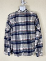 J Crew Mercantile Men Size L Gray Plaid Button Up Shirt Long Sleeve - £8.74 GBP