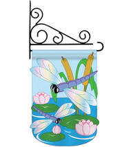 Dragonfly - Applique Decorative Metal Fansy Wall Bracket Garden Flag Set GS10404 - £23.82 GBP