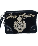Y2K OG Juicy Couture Black Velour Wristlet Wallet 8x6&quot; Leather 2000s Aut... - $2,141.94 MXN