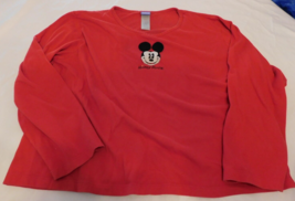 Disney Michey Mouse Size L Large women&#39;s long sleeve sleep shirt Red sleepwear - £23.80 GBP