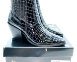 Aqua Star Croc Embossed Western Boots- Black Leather, US 7 - $43.56