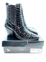 Aqua Star Croc Embossed Western Boots- Black Leather, US 7 - £34.02 GBP