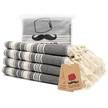 Turkish Hand Towel Set Of 4 Stripe Peshtemal Towel 100% Cotton 45X20 Light Weigh - £41.12 GBP