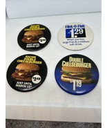 Lot of 4 Vintage Double Cheeseburger McDonald&#39;s Badge Pinbacks Pins File... - $21.17